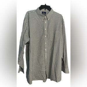 Stafford Tailored Green Plaid Oxford Shirt